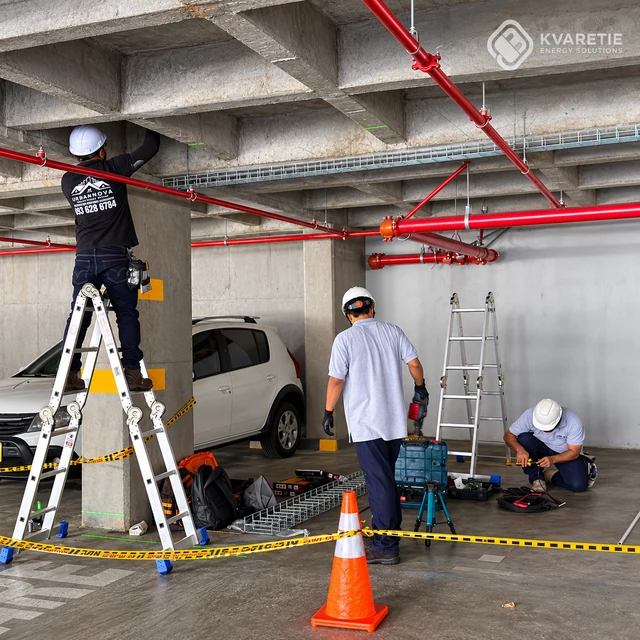 Montaje de canalización en parqueadero, vista 2