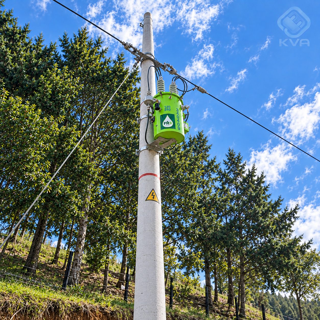 Instalación de poste y transformador — resultado final, KVARETIE Energy Solutions