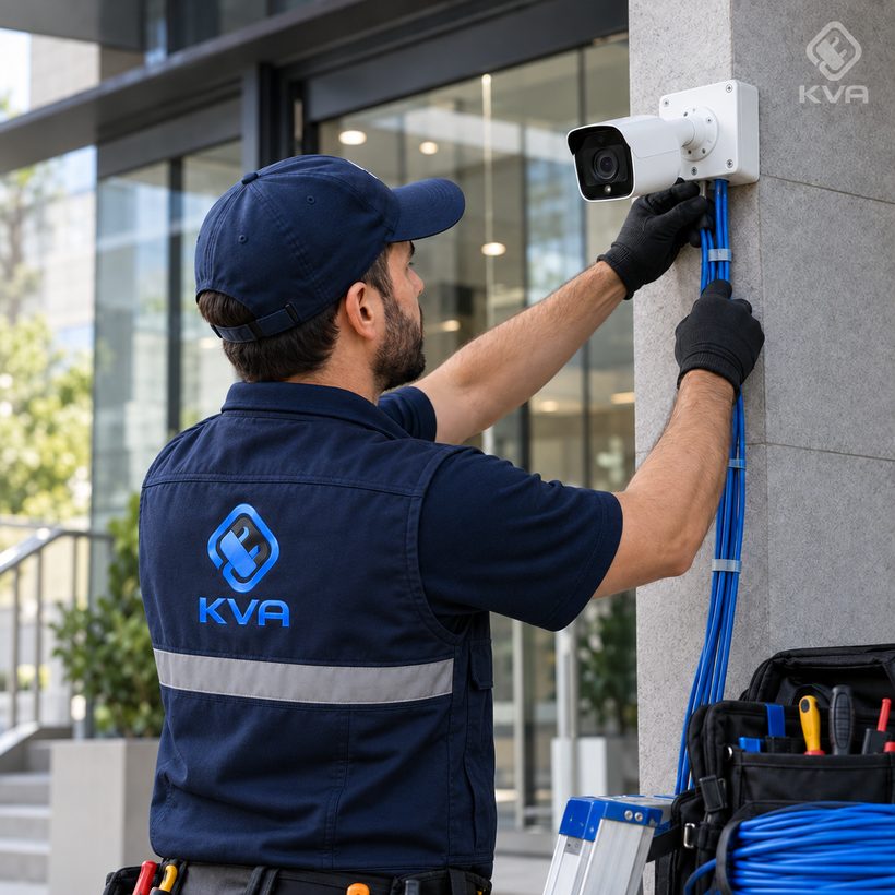 Instalación de cámara de seguridad en fachada