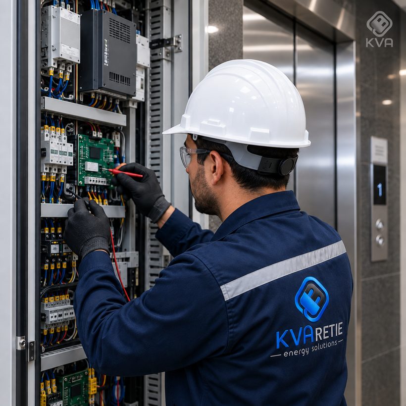 Mantenimiento eléctrico en cuarto de máquinas de ascensor