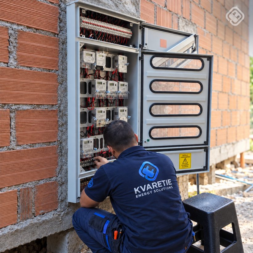 Tablero de medidores en obra de construcción